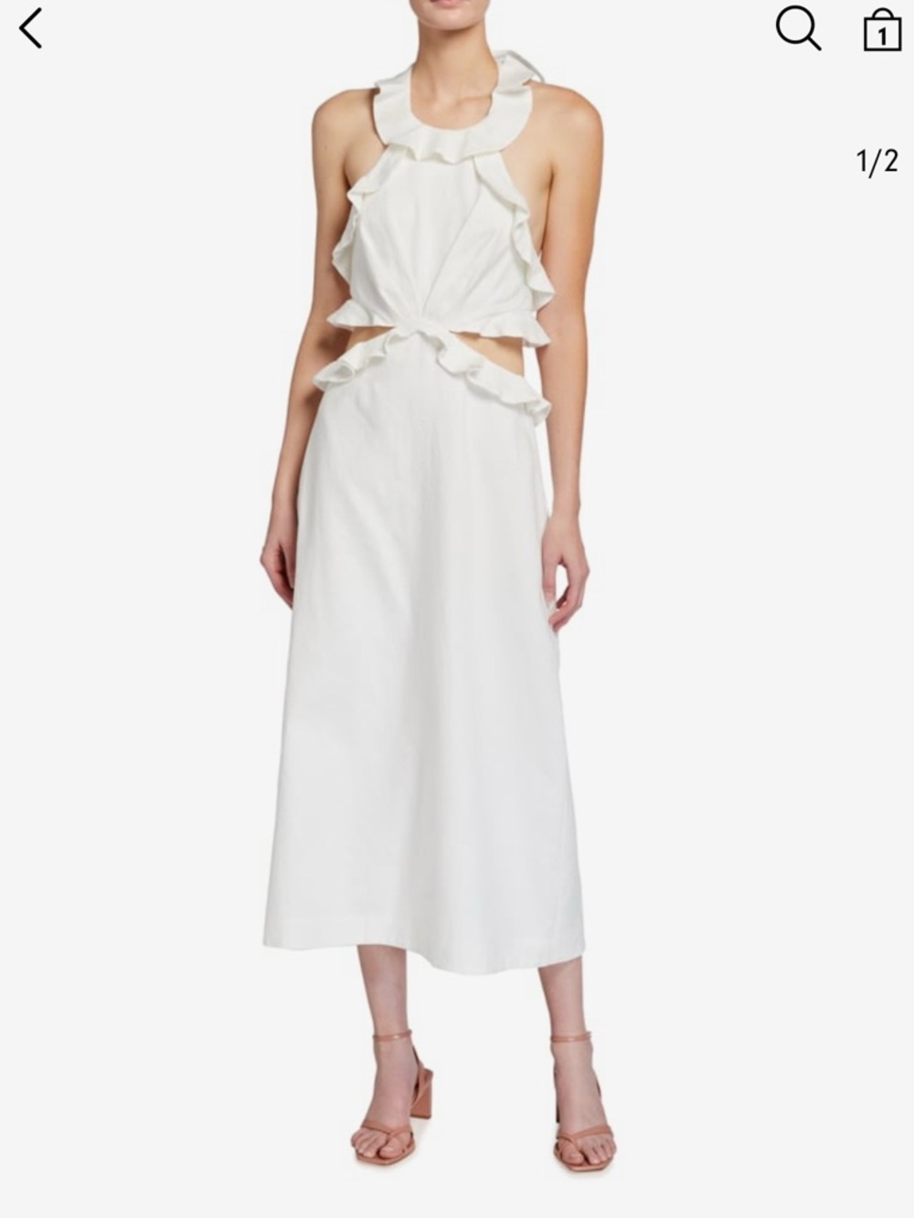 Zimmermann White Ruffle Cutout Midi Dress